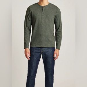 NWOT Bonobos Men’s Long Sleeve Henley Shirt 100%  Cotton Green Size Large